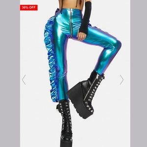 Dolls Kill Cosmic Ace Metallic Ruffle Pants